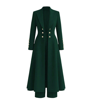 🛍️✨Elegantes herbstliches 2-Teiler-Outfit für Damen mit Retro-Langmantel und schlichter Hose