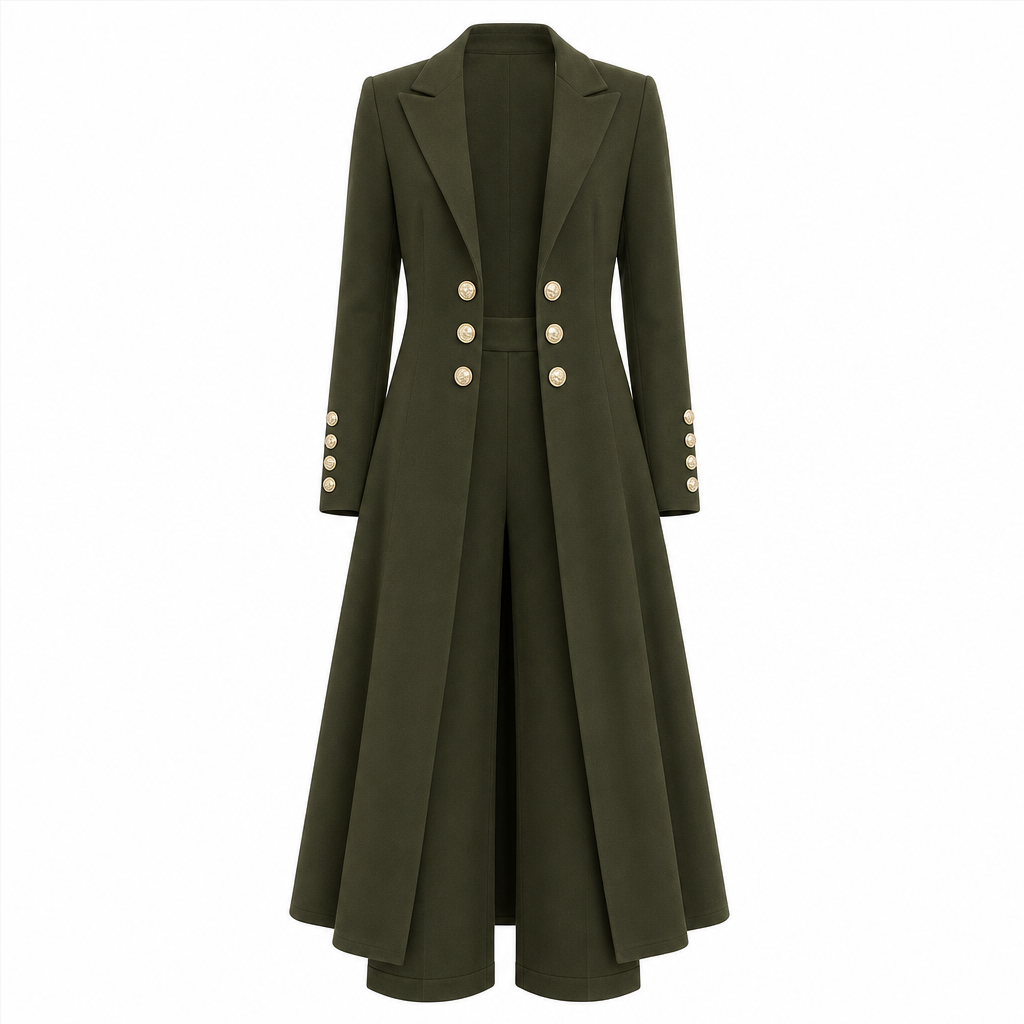 🛍️✨Elegantes herbstliches 2-Teiler-Outfit für Damen mit Retro-Langmantel und schlichter Hose