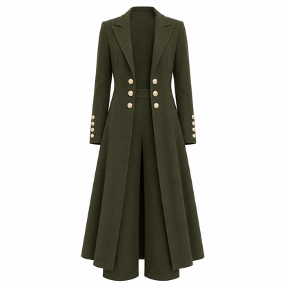 🛍️✨Elegantes herbstliches 2-Teiler-Outfit für Damen mit Retro-Langmantel und schlichter Hose