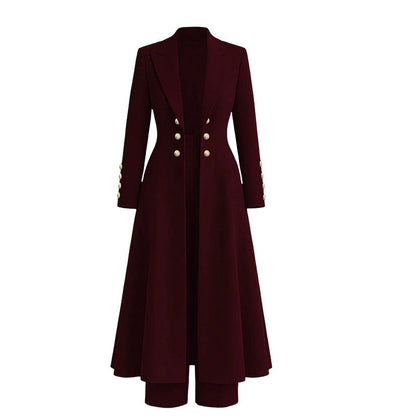 🛍️✨Elegantes herbstliches 2-Teiler-Outfit für Damen mit Retro-Langmantel und schlichter Hose