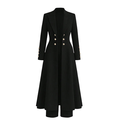 🛍️✨Elegantes herbstliches 2-Teiler-Outfit für Damen mit Retro-Langmantel und schlichter Hose