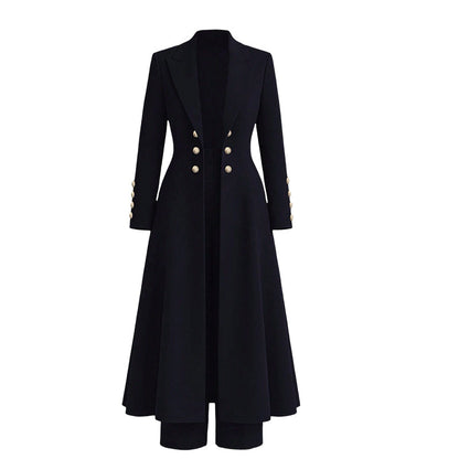 🛍️✨Elegantes herbstliches 2-Teiler-Outfit für Damen mit Retro-Langmantel und schlichter Hose