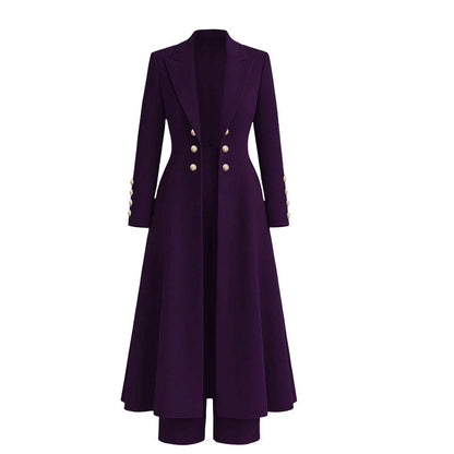 🛍️✨Elegantes herbstliches 2-Teiler-Outfit für Damen mit Retro-Langmantel und schlichter Hose