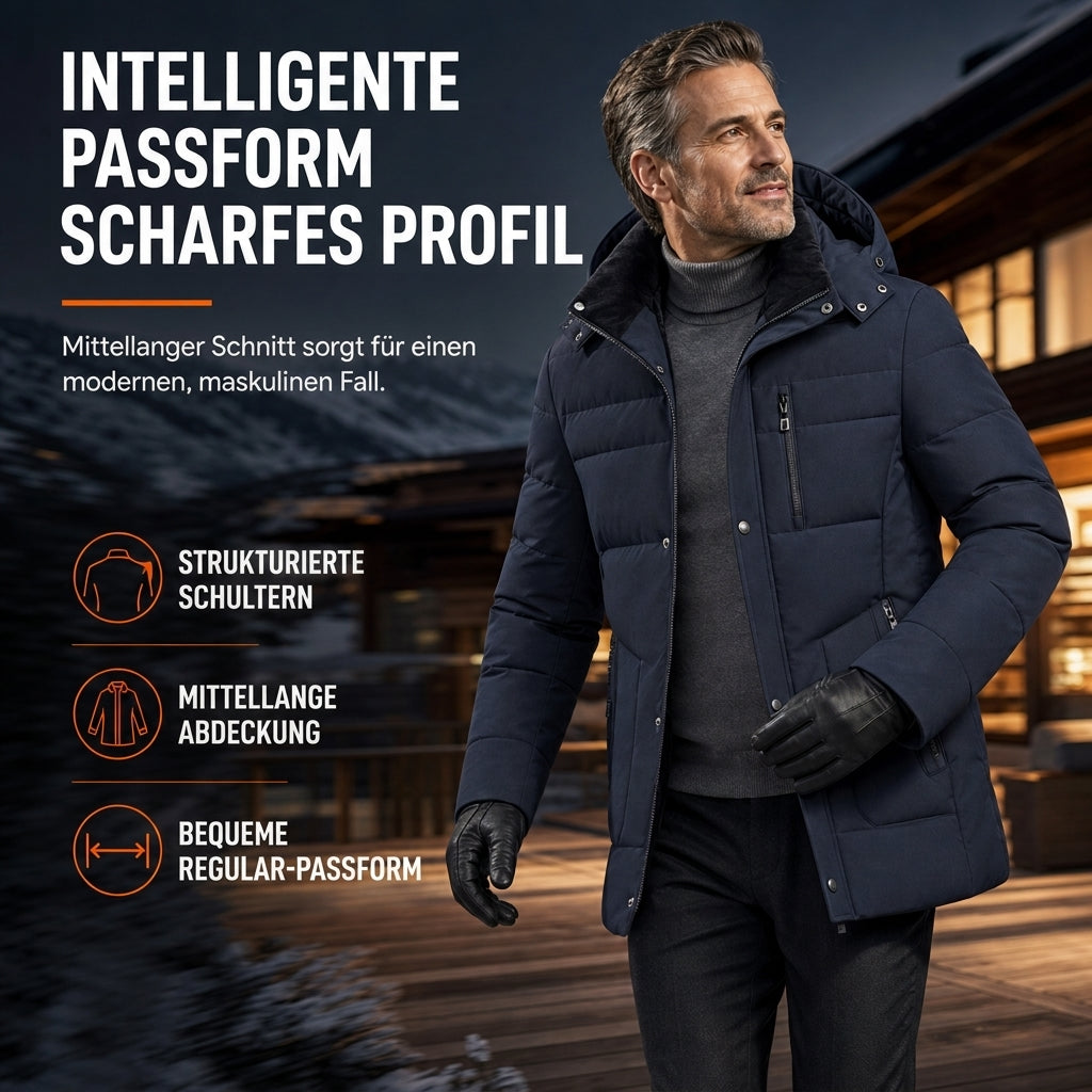 🔥Räumungsverkauf🔥Winterjacke für Herren, mittellang, wattiert, business-elegant, lässige Baumwolljacke für Männer im mittleren Alter
