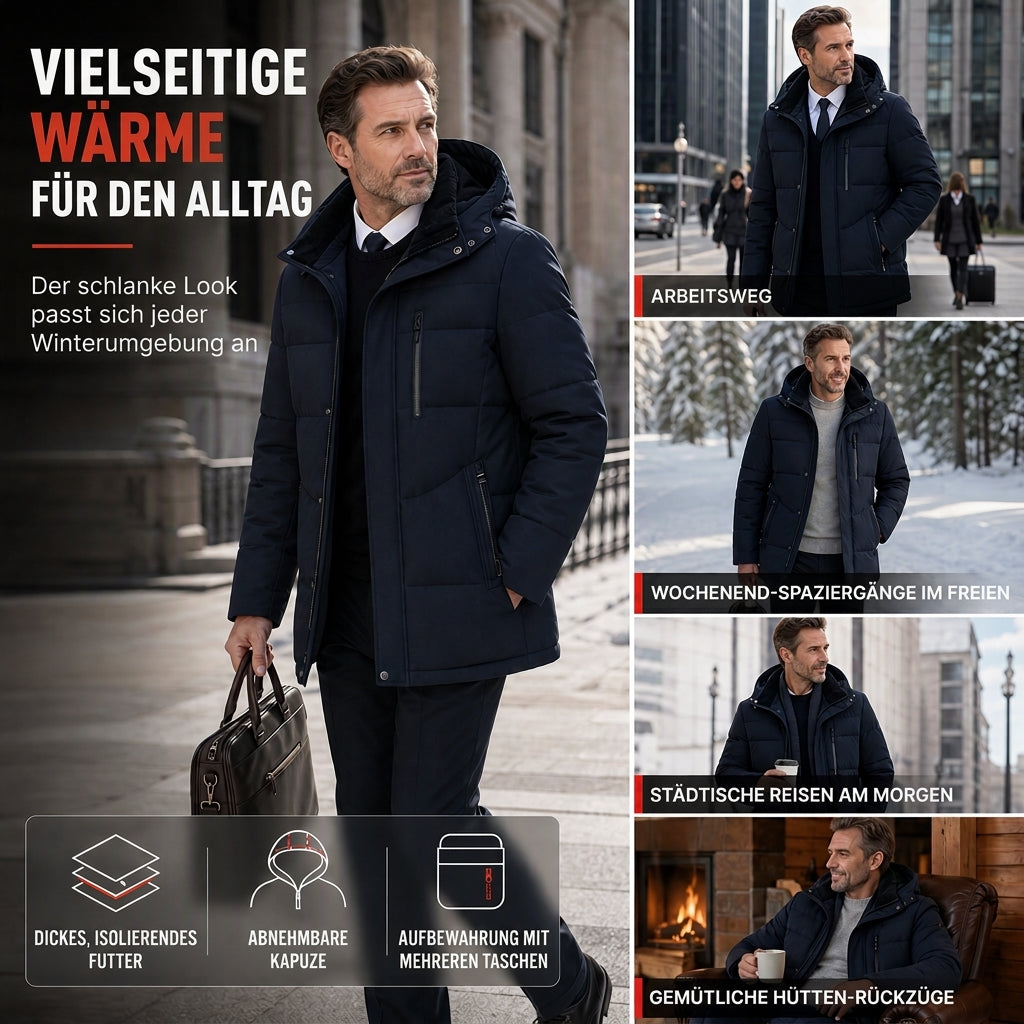 🔥Räumungsverkauf🔥Winterjacke für Herren, mittellang, wattiert, business-elegant, lässige Baumwolljacke für Männer im mittleren Alter