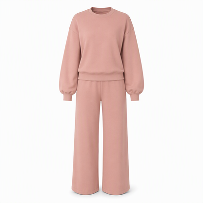 ⏰ Countdown läuft – 50% nur noch 3 Tage! Freizeit Zweiteiliges Strick-Lounge-Set für Damen mit Mock-Neck Langarm-Sweatshirt und hochtaillierten weit geschnittenen Hosen