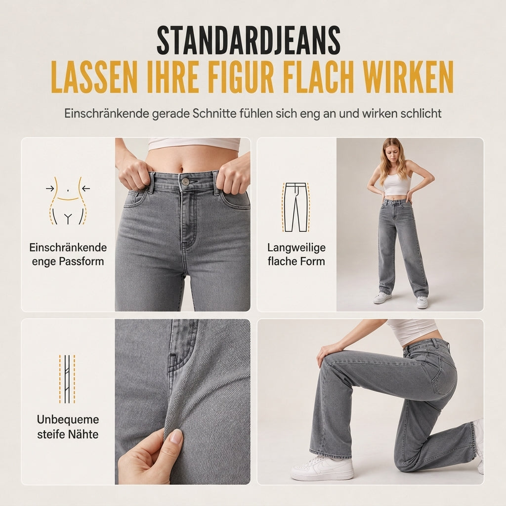 📢Nur heute: 50% Rabatt + versandkostenfrei!📢 Damen Retro Jeans mit hoher Taille und geschwungenem Bein