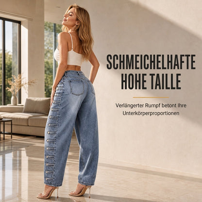 📢Nur heute: 50% Rabatt + versandkostenfrei!📢 Damen Retro Jeans mit hoher Taille und geschwungenem Bein