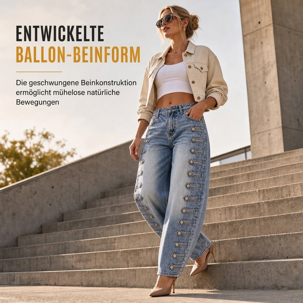 📢Nur heute: 50% Rabatt + versandkostenfrei!📢 Damen Retro Jeans mit hoher Taille und geschwungenem Bein