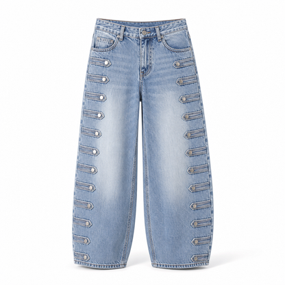 📢Nur heute: 50% Rabatt + versandkostenfrei!📢 Damen Retro Jeans mit hoher Taille und geschwungenem Bein