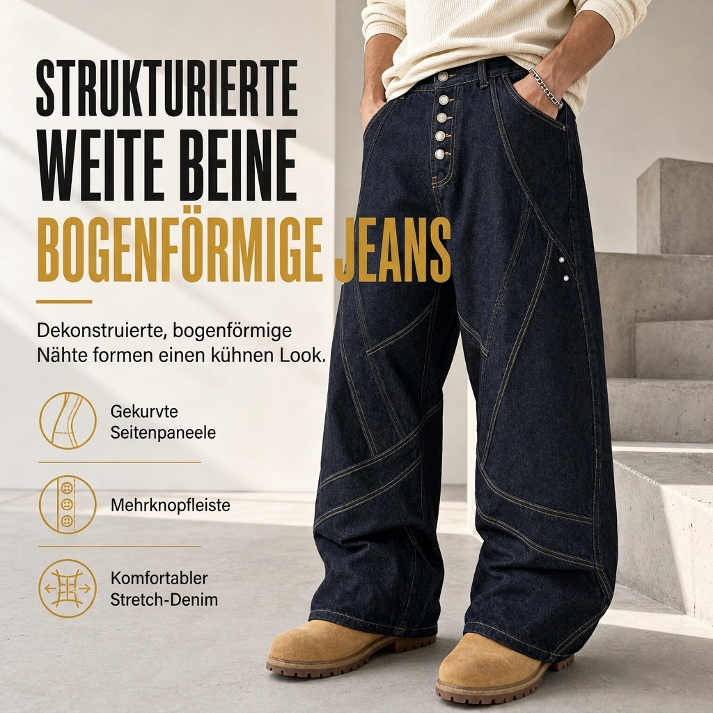 📢🎉50%Rabatt!!!🛍️✨Herren Jeans im amerikanischen Vintage-Stil, ausgestellte weite Beine, dekonstruierte ungewaschene Denim-Hosen mit Knopfverschluss