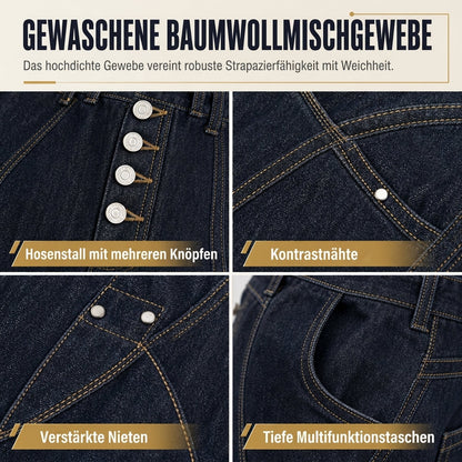 📢🎉50%Rabatt!!!🛍️✨Herren Jeans im amerikanischen Vintage-Stil, ausgestellte weite Beine, dekonstruierte ungewaschene Denim-Hosen mit Knopfverschluss