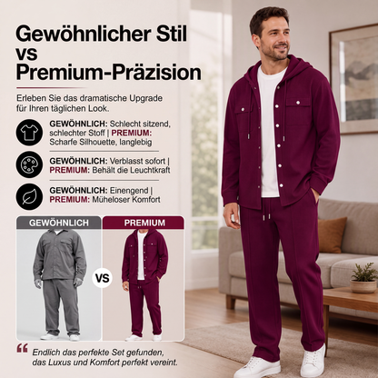 Herren Freizeit Waffelstruktur Kapuzenjacke und Hosen Set