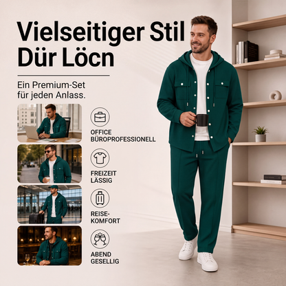 Herren Freizeit Waffelstruktur Kapuzenjacke und Hosen Set