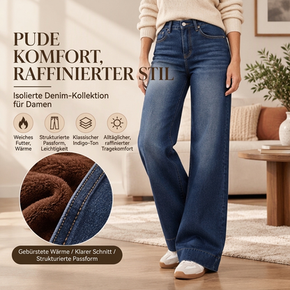 🥳Gratis Versand!🥳  Damen thermische Wide-Leg-Jeans mit hohem Bund