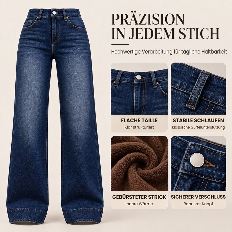 🥳Gratis Versand!🥳  Damen thermische Wide-Leg-Jeans mit hohem Bund