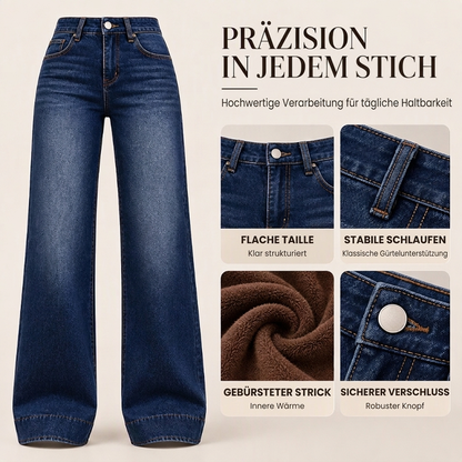 🥳Gratis Versand!🥳  Damen thermische Wide-Leg-Jeans mit hohem Bund