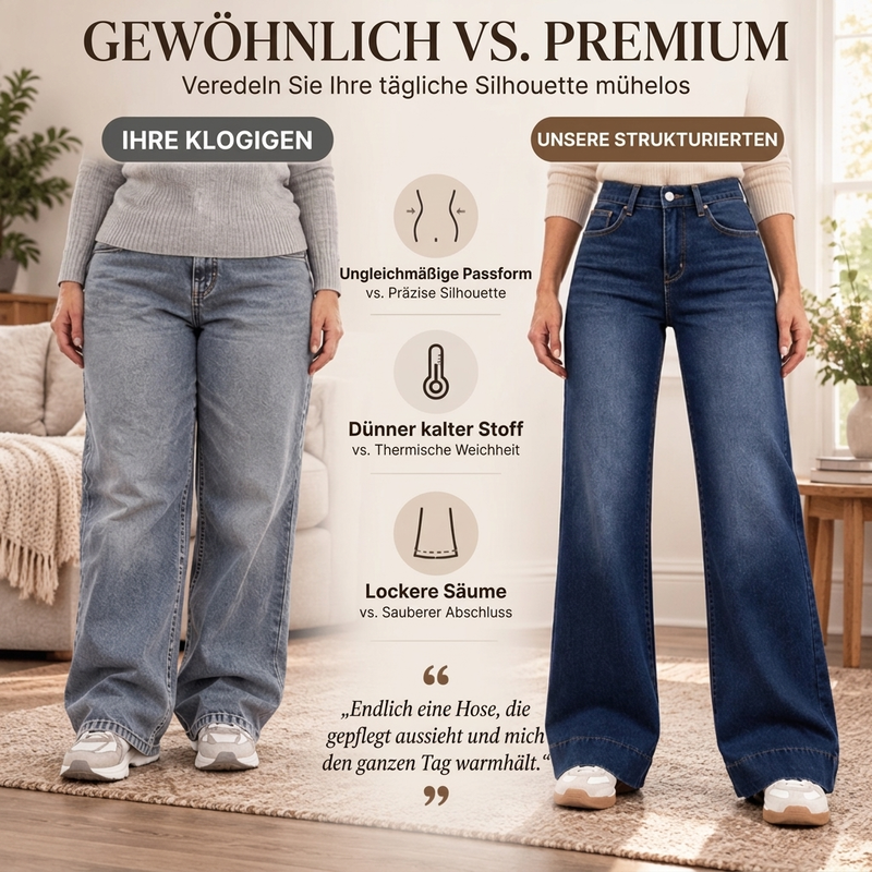 🥳Gratis Versand!🥳  Damen thermische Wide-Leg-Jeans mit hohem Bund