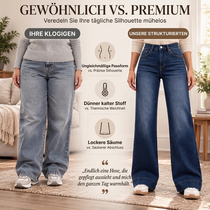 🥳Gratis Versand!🥳  Damen thermische Wide-Leg-Jeans mit hohem Bund