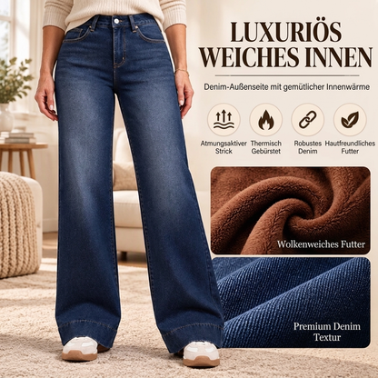 🥳Gratis Versand!🥳  Damen thermische Wide-Leg-Jeans mit hohem Bund