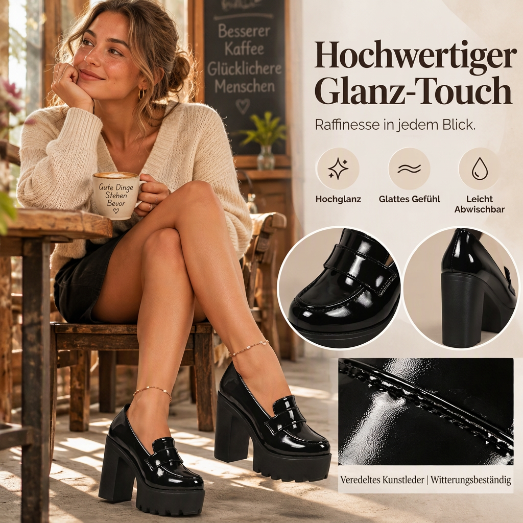 📢Letzter Tag!📢 Damen-Loafer mit klobigem Absatz und Plateausohle