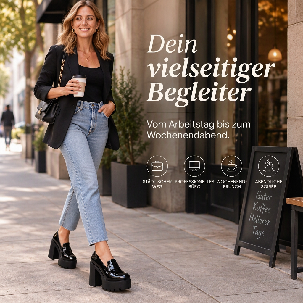 📢Letzter Tag!📢 Damen-Loafer mit klobigem Absatz und Plateausohle