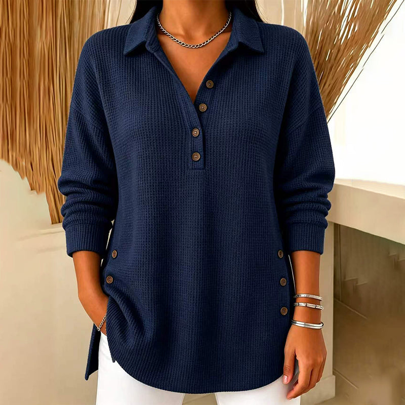📢🎉50%Rabatt!!!🛍️✨Damen-Langarmoberteil aus Waffelstrick