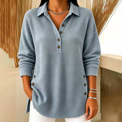 📢🎉50%Rabatt!!!🛍️✨Damen-Langarmoberteil aus Waffelstrick