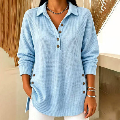 📢🎉50%Rabatt!!!🛍️✨Damen-Langarmoberteil aus Waffelstrick