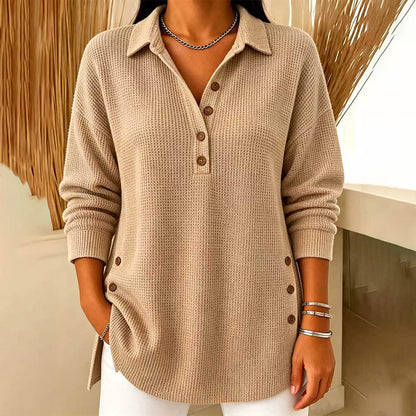 📢🎉50%Rabatt!!!🛍️✨Damen-Langarmoberteil aus Waffelstrick