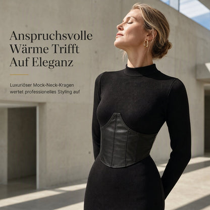 🥳Über 5.000 Mal im Warenkorb!🥳 Damen Rundhals Langarm Patchwork Figurbetontes Bodycon Strickkleid