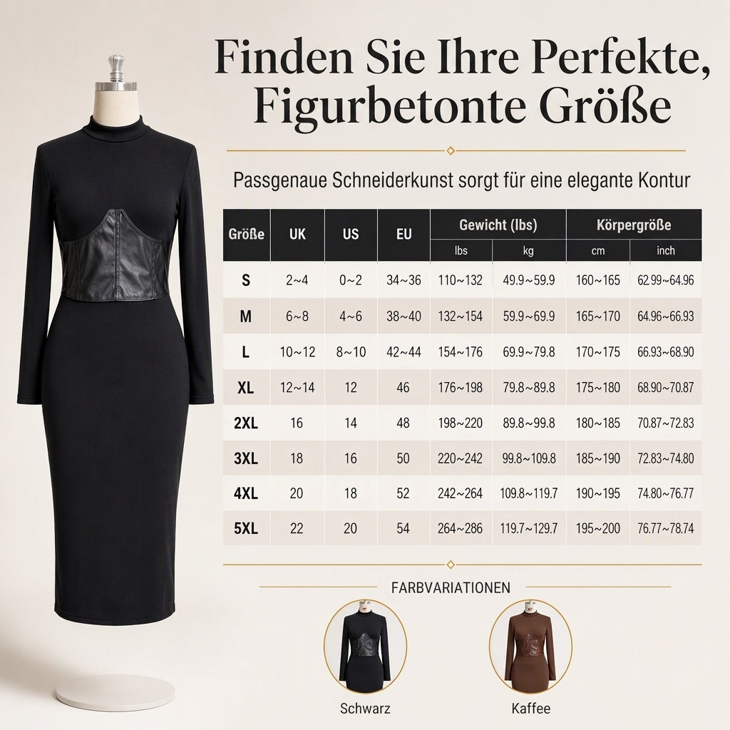 🥳Über 5.000 Mal im Warenkorb!🥳 Damen Rundhals Langarm Patchwork Figurbetontes Bodycon Strickkleid