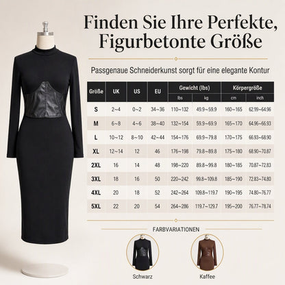 🥳Über 5.000 Mal im Warenkorb!🥳 Damen Rundhals Langarm Patchwork Figurbetontes Bodycon Strickkleid