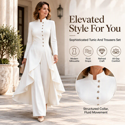 🛍️✨Elegantes zweiteiliges Damen-Outfit: Langmantel mit weitem Bein