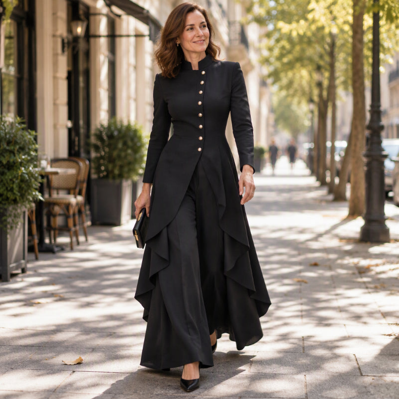 🛍️✨Elegantes zweiteiliges Damen-Outfit: Langmantel mit weitem Bein