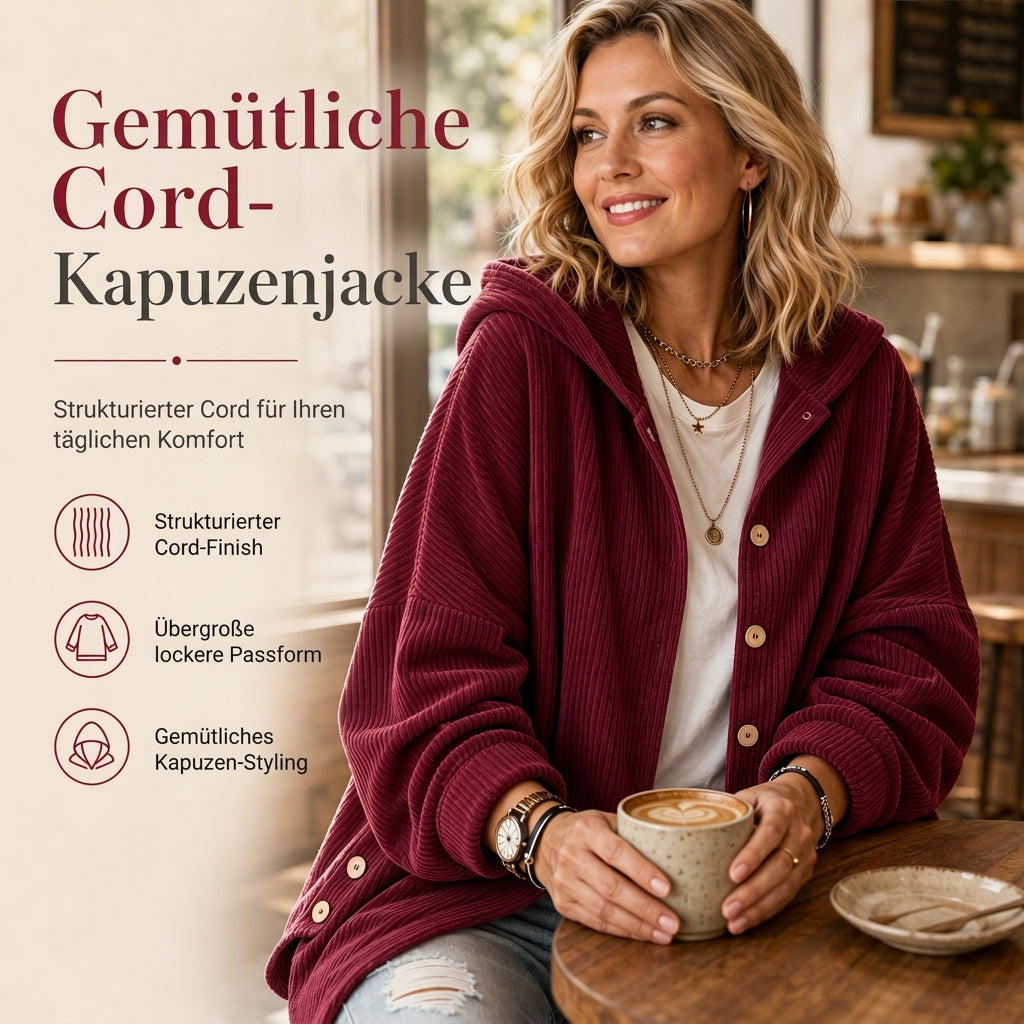 🔥 50% RABATT! Lässige, weite Damen-Kapuzenjacke aus Cord – bequem & vielseitig