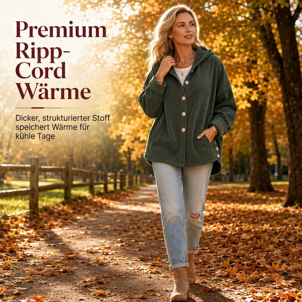 🔥 50% RABATT! Lässige, weite Damen-Kapuzenjacke aus Cord – bequem & vielseitig
