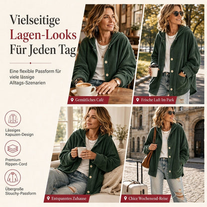 🔥 50% RABATT! Lässige, weite Damen-Kapuzenjacke aus Cord – bequem & vielseitig