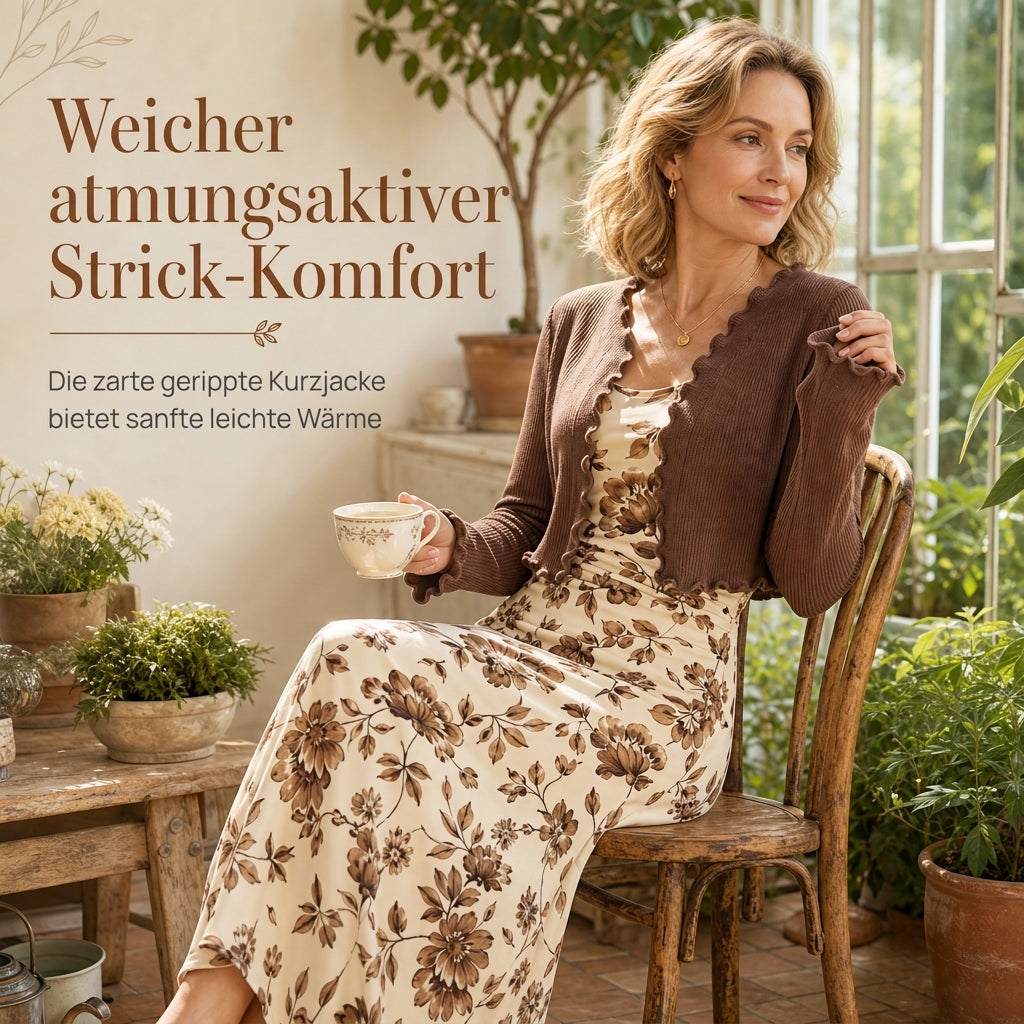 📢🎉50%Rabatt!!!🛍️✨2-teiliges Set: Damen Vintage-Blumen-Trägerkleid und kurz geschnittene Rippstrick-Strickjacke