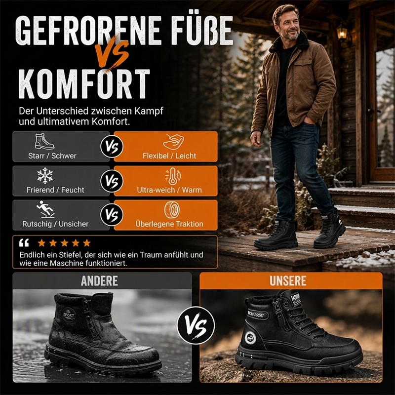 🚨Beeil dich!🚨 Warme Winterstiefel für Herren mit rutschfester Sohle und weichem Futter
