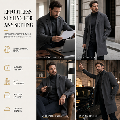 📢🎉🛍️✨Klassischer einreihiger Trenchcoat für Herren, Business-Casual Premium Windbreaker