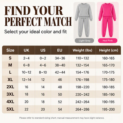💋Genießen Sie eine 30-tägige problemlose Rückgaberichtlinie!✅️✨Damen 2-Teilig Set Sweatshirt & Jogginghose mit Kontrastpaspel