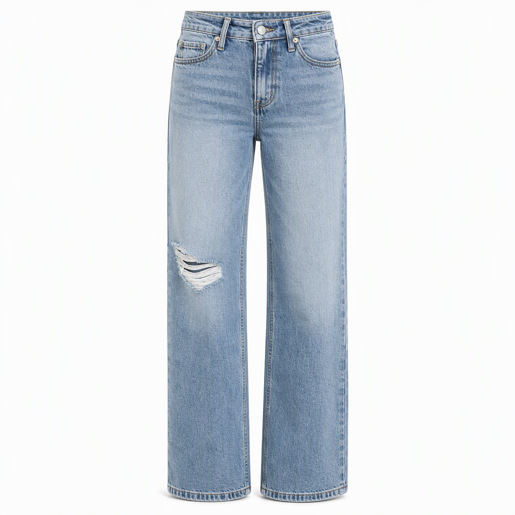 🔥50% Rabatt!🔥 Damen Jeans mit hohem Bund, ausgefranst und Wide-Leg