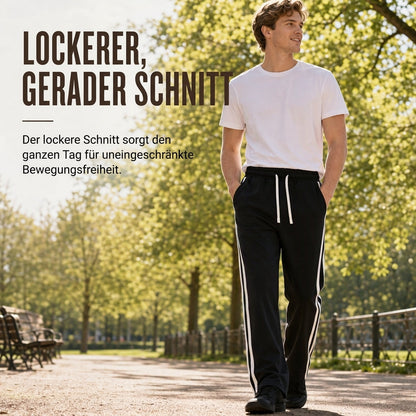 Locker geschnittene Jogginghose für Herren mit Streifenmuster und geradem Bein