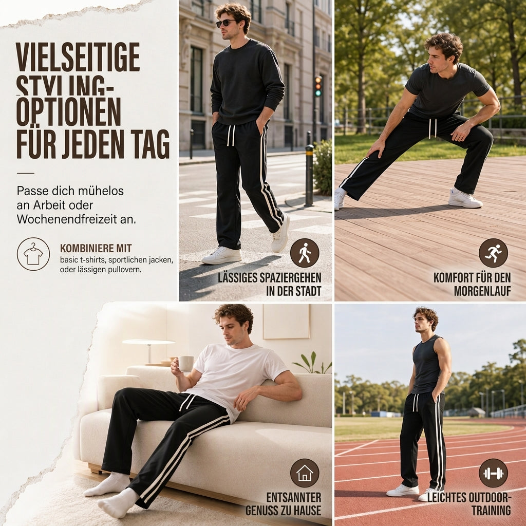 Locker geschnittene Jogginghose für Herren mit Streifenmuster und geradem Bein