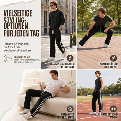 Locker geschnittene Jogginghose für Herren mit Streifenmuster und geradem Bein