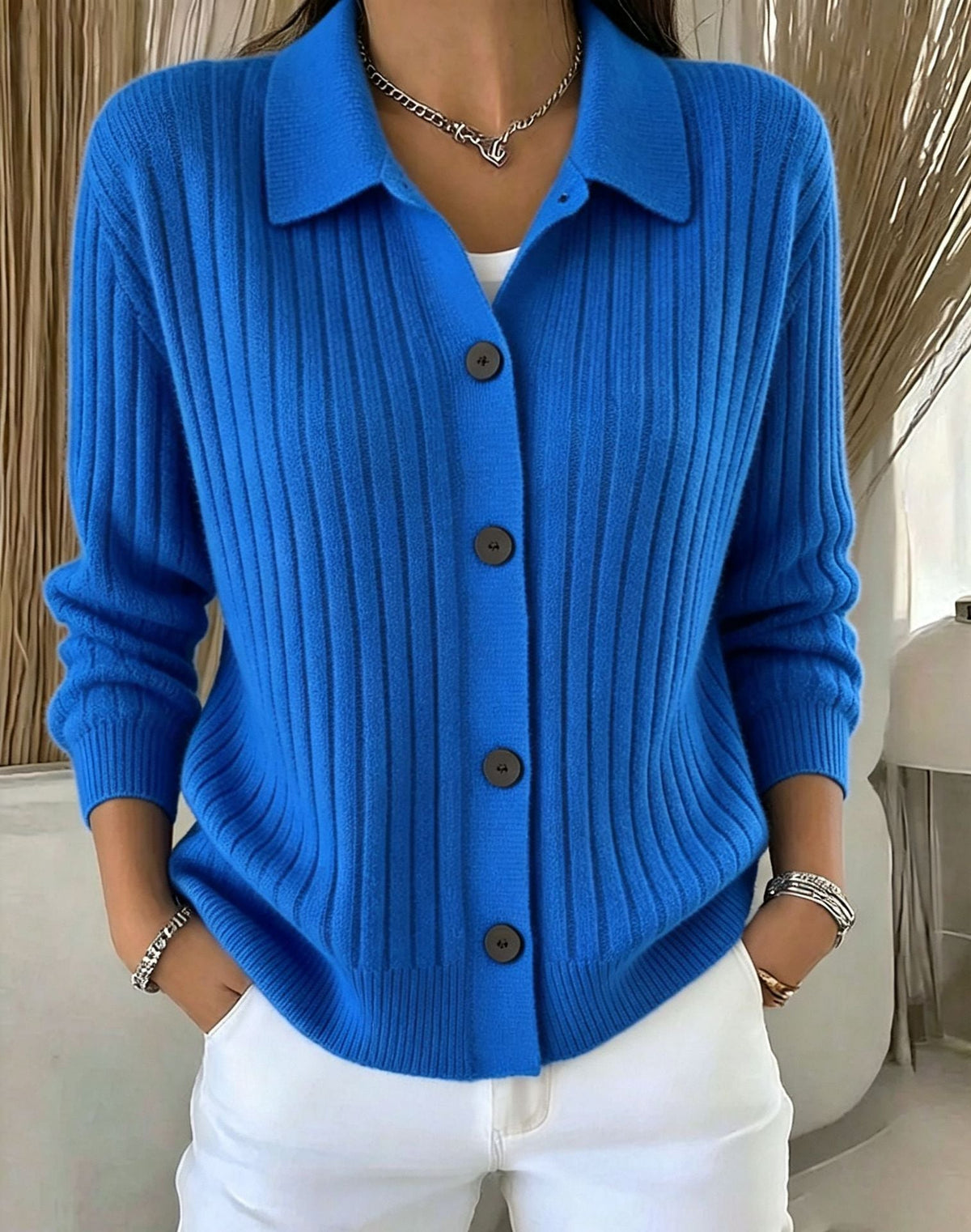 Freizeit-Strickjacke für Damen mit lockerer Passform