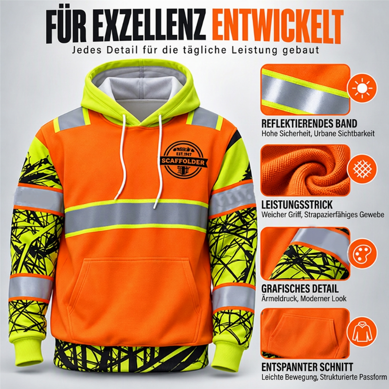 🥳Alles im Sale! Schnell sein!🥳 Herren Hochsichtbarer Reflektierender Kapuzenpullover