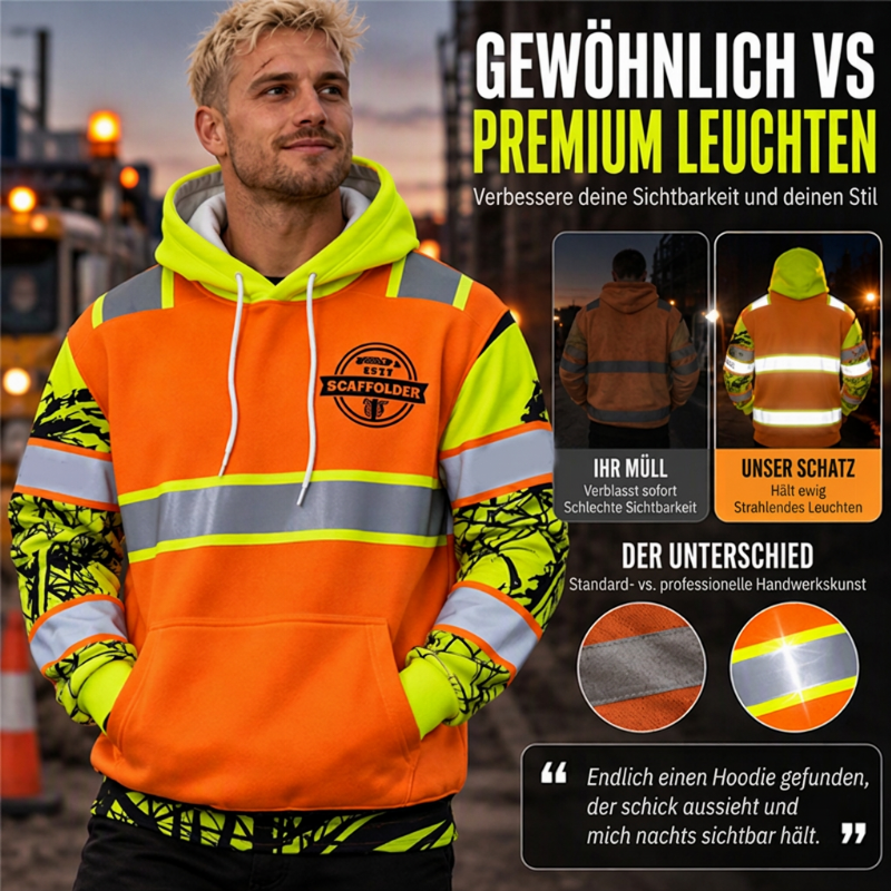 🥳Alles im Sale! Schnell sein!🥳 Herren Hochsichtbarer Reflektierender Kapuzenpullover