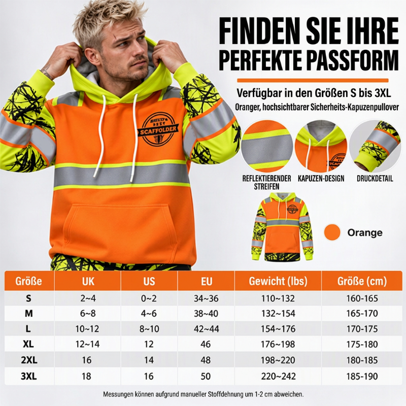 🥳Alles im Sale! Schnell sein!🥳 Herren Hochsichtbarer Reflektierender Kapuzenpullover